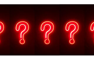 five red neon question marks