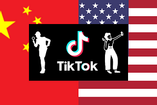 Dueling Chinese and American flags over the TikTok Ban