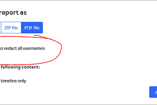 Redacted usernames disclosure in "Export as .pdf" feature