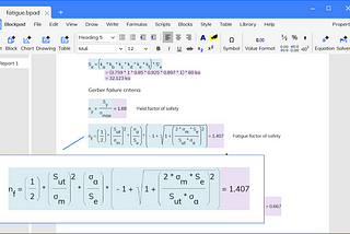 A screenshot of Blockpad, showing that equations are displayed in math notation