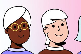 A row of cartoon multi-racial faces, stylized, smiling