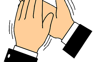 Cartoon illustration of two hands clapping