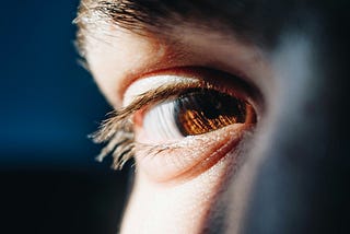 A hazel brown eye in the sunlight.