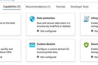 Capabilities meny to enable static website