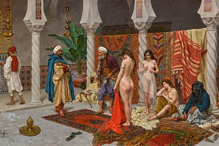 A selection of concubines in Arabia during Ottoman rule. The nakedness of the concubines indicates the reason for their existence.