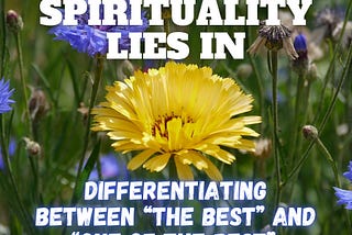 Spirituality lies in differentiating between “the best” and “one of the best”.