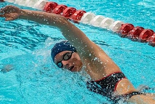 Lia Thomas swims in an Ivy League meet for the Penn Quakers.