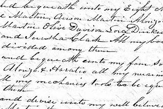 handwritten text naming Nathaniel Martin’s children