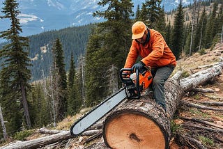 Chainsaw logging at high altitude