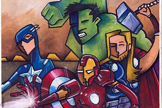 A drawing of the Avengers