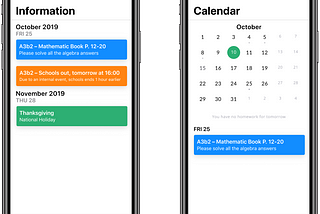 Calendar, with coming up information (similar to Google Calendar)