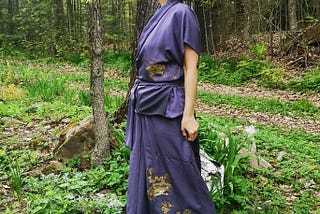 My Kimono Story: I’m making something of Japanese Vintage Kimono Fabric in the Forest in Quebec…
