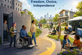 Ai generated graphic representing Independence in the community for people with a disability