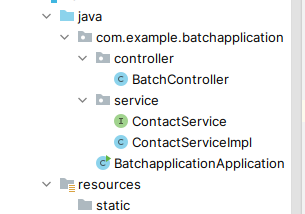 service package and contact service interface and class