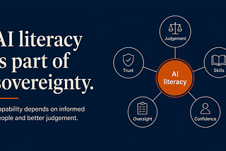 AI literacy sovereignty graphic showing judgement, skills, confidence, oversight and trust.