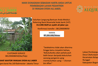 Infaq Rezeki 0812–9000–8050 (Wa/Telp) Yayasan Syekh Ali Jaber