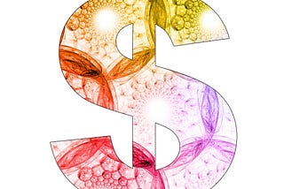 An abstract design filled large dollar sign.