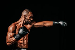 A boxer throwing a jab.