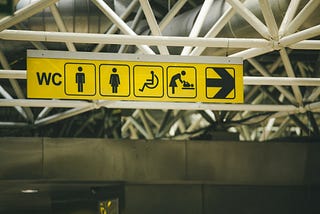 Sign for different accomocations at an airport