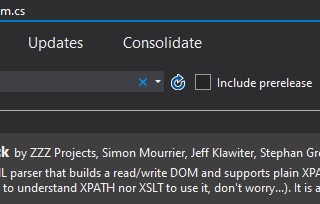 NuGet dentro do Visual Studio com o pacote HtmlAgilityPack Selecionado