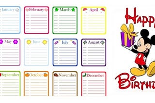 Birthday Calendar Template — Anniversary & Birthday Reminder