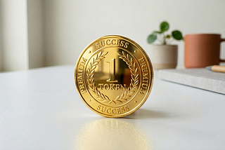 A golden token kept on a mimal table to symbollize: Anyone who uses AI must first learn token economics.