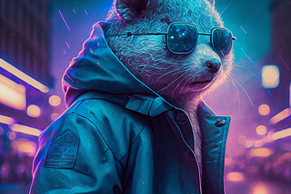 Synthwave Gopher — complements of Midjourney