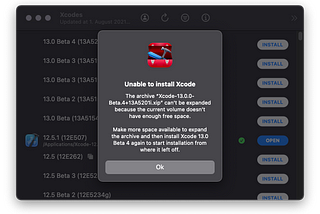 Installing Xcode with “not enough disk space available”