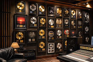 wall of award-winning records