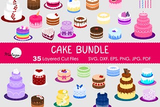 35 Cake SVG Bundle - Clipart, Layered Cut Files