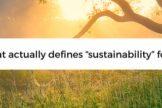 But, what is Sustainability?