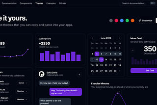 在「Themes」頁面我們可以選擇要套用在專案中的色彩主題，並即時的看到這些主題應用在元件上的模樣