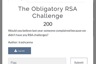 The Obligatory RSA Challenge — DawgCTF 2021