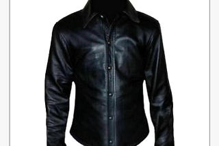 Handmade Sheepskin Leather Black shirt for men