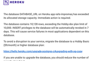 Upgrade heroku database