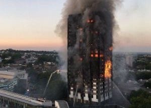 Grenfell Tower b;ock housing ablaze — June 2017