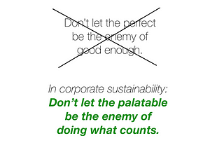 In corporate sustainability, we cannot let the cosy be the enemy of doing what counts
