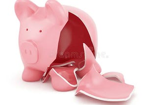 Broken piggy bank