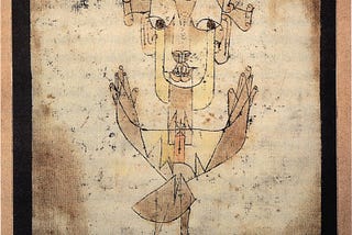 Angelus Novus, de Paul Klee, é uma pintura cujo desenho de um anjo, colorido em suaves tons de amarelo, contempla um objeto.