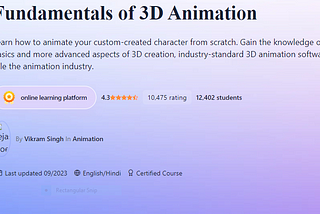 Fundamental Of 3D Animation With Certification Course