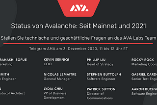 Status of Avalanche — Telegram AMA mit dem AVA Labs Team vom 3. Dezember 2020