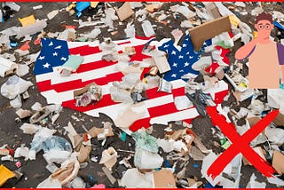 Funny and smelly photo of a garbage dump in the shape of the USA