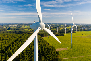 Windmills in a rural area