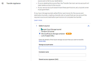 Use GCP Data Transfer Service import data from Azure Blob