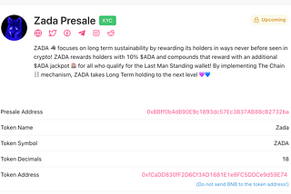 The ZADA Presale is Coming!