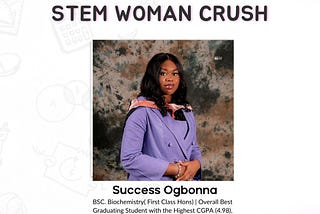 "Today, we celebrate Success Ogbonna, who graduated as the Overall Best Graduating Student with a…