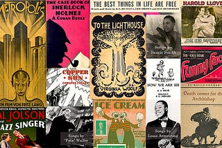 A montage of works that enter the public domain on Jan 1, 2023.