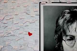 John Lennon’s face and a lot of sticky notes.