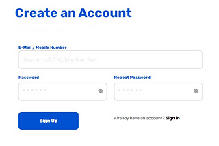 Sign Up User Interface for password reveal