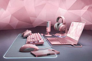 Pink gaming equipment.